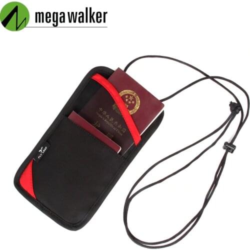 Mega Walker Brand Hanging Neck Passport Bag Men Women Travel Document Organizer ID Credit Card Holder Protective Cover Card Pack