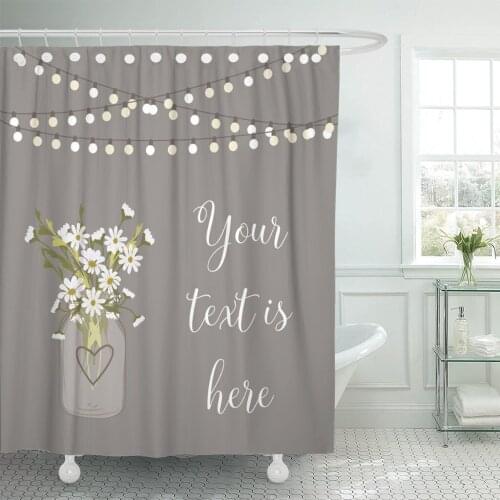 Light Daisy Mason Jar Flower Wedding Garden Party Bulb Shower Curtain Waterproof Polyester Fabric 72 x 72 Inches with Hooks