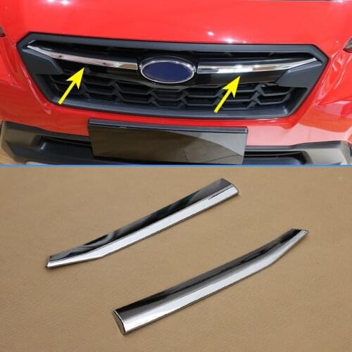 Car Styling Front 2Pcs Trims For Subaru XV Crosstrek 2018 Chrome Grill Strips Air-inlet Grille Cover Decoration Accessories