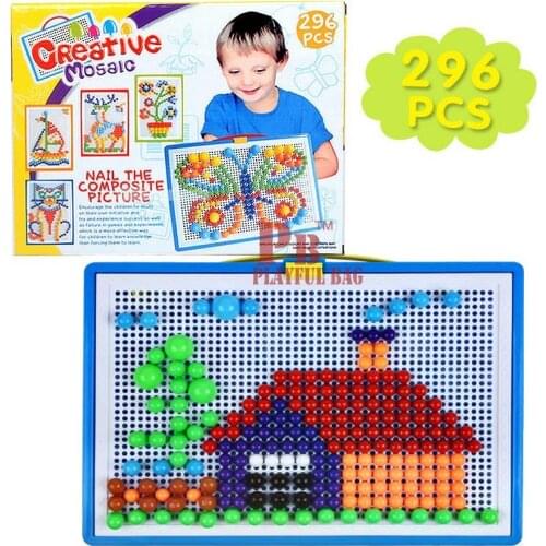 296 creative nail mushrooms toys inserting plate combined with 3-7 year old children in kindergarten puzzle