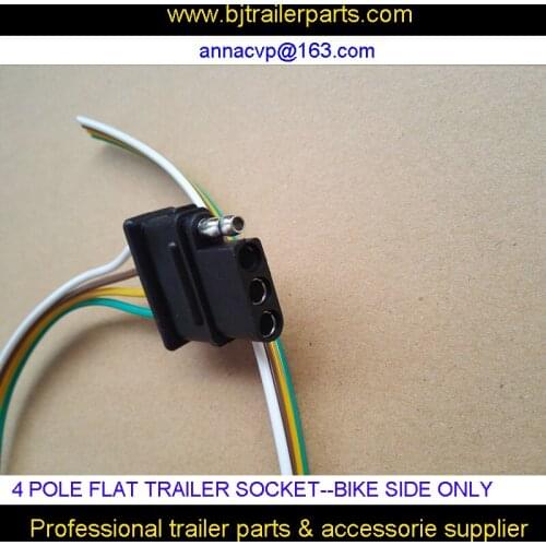 4 pole pin trailer socket, Flat trailer plug wiring harness kit bike side only