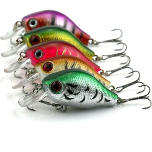 5Pcs 5.5cm 8g CrankBait Fishing Lure Swim Colorful Fishing Plastic Artificial Bait Fishing Tackles 3D Fish Eye Wobbler Hook