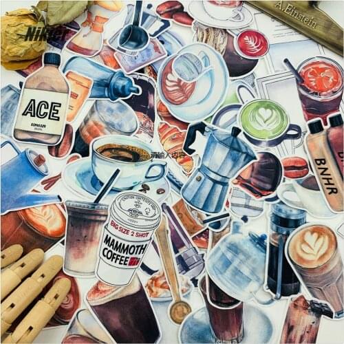 57 Pcs Vintage Mocha Coffee Time Journal Decoration Transparent Stickers Diy Ablum Diary Scrapbooking Cutes Sticker Stationery