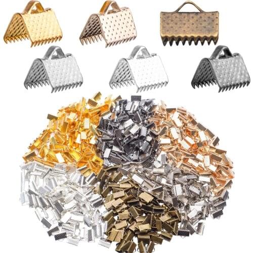 600pcs Alloy Crimp Bead Cove Clasps Mixed Colors Ribbon leather Clip Cord End Caps Jewelry Connector for DIY Choker Anklet Craft