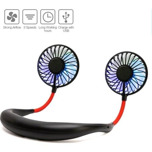 Aromatherapy Fan Hands-free Neck Hanging USB Dual Fan For Home Riding Mini LED Light Changing Air Cooler Ventilador De Techo