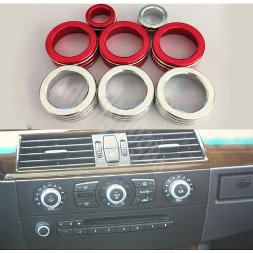 Car Center console air conditioning volume control knob button ring cover frame sticker For BMW 5 series E60