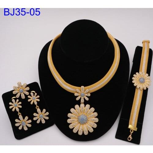 Free Shipping 4pcs Jewelry Set For Women African Beads Jewelry Set Wedding Necklace Bridal Dubai Gold Color Wedding Gift