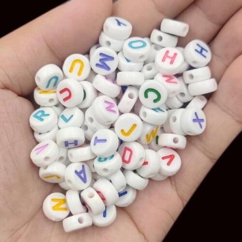 10mm White Letter Acrylic Beads Round Flat Alphabet Loose Spacer Beads For Jewelry Making Handmade Diy Bracelet Accessories