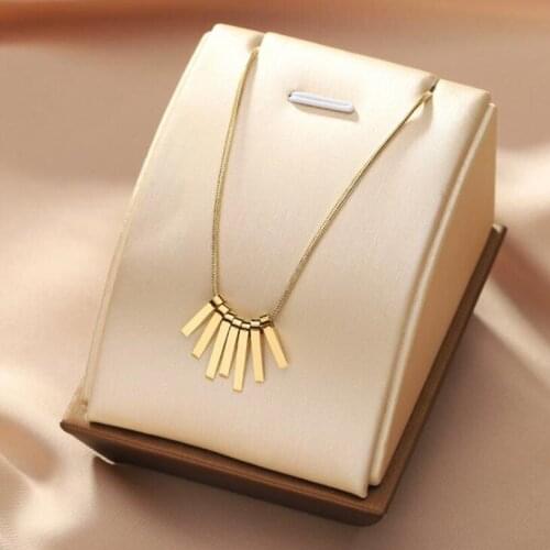 316L Stainless Steel Geometry Shape Minimalism Charms Chain Collier Pendant Necklace For Women Fashion Fine Jewelry Gift SAN433