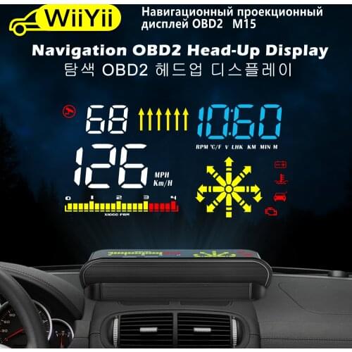 Newest M15 Head Up Display OBD HUD Display Overspeed Speedometers Warning OBD2 GPS Dual Mode Projector Car Electronics 2020