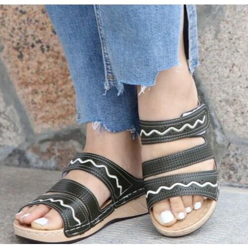 Leather sexy soft women summer light beach flat shoes woman slides slippers outdoor sandalias mujer sapato feminino SA1269