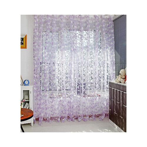 Leaf Tassel Drape Floral Tulle Voile Door Window Curtain Drape Panel Sheer Scarf Valances hot
