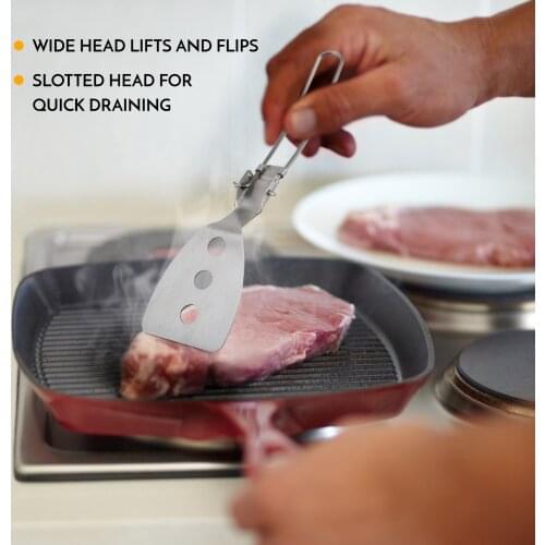 Outdoor Folding Stainless Steel Spatula Food Turner Camping gear Cooking Accessories Picnic Equipment Camping Supplies