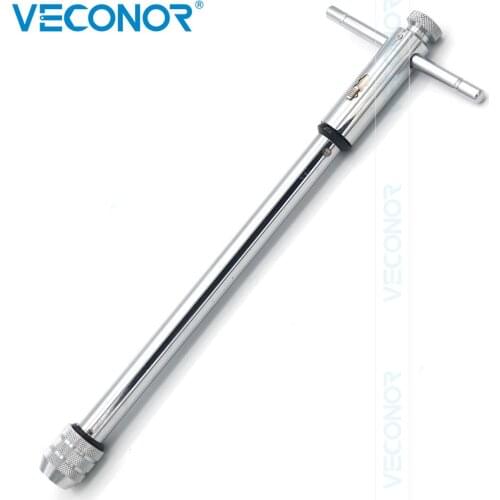 M5-M12 Long Size Adjustable T-Shaped Handle Reamer Screw Extractor Tap Wrench Holder Ratchet Inserted Reverse Direction