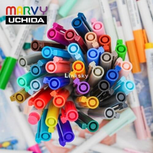 Marvy Uchida 1000 Water based ink brush markers,5/18/36/72 colors,easy to color,accurate color saturation,a variety of options