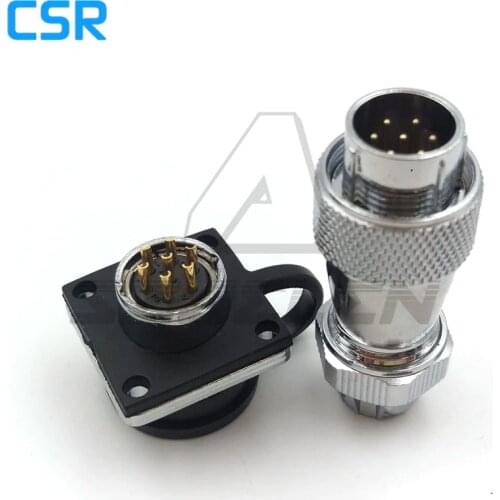 WS16 series waterproof 7 pin Plug and socket, Mechanical power cable panel mount connector 7-pin plug socket