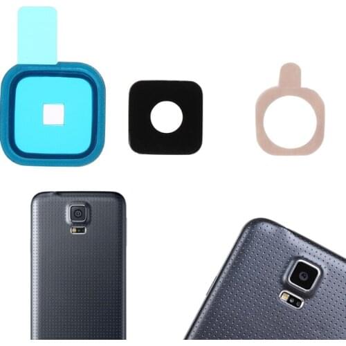 1 Set Rear Camera Lens Glass Cover + Metal Frame + Sticker For Samsung Galaxy S5