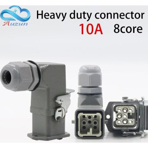 Heavy-duty connector 8(7 + 1) core 16A 500V HA-008-1 elbow plug in the hot channel flow Cold pressing pin connection