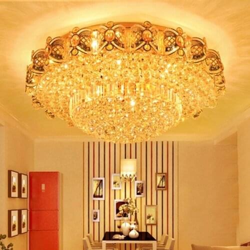 LED Crystal Ceiling Lights Fixture Modern Gold Ceiling Lamps Warm white Neutral White Cold White 3 Colors changeable Controller