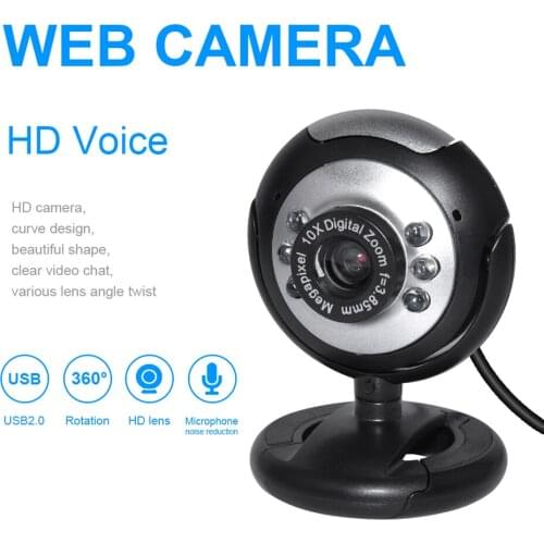 DeepFox Usb Video Web Camera Six Lights Night Vision Drive-free Clip Camera Computer Webcam in stock
