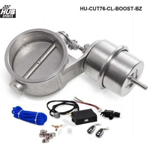 Exhaust Control Valve Set Cutout 3"76mm Pipe Closed With Boost Actuator with Wireless Remote Controller Set HU-CUT76-CL-BOOST-BZ