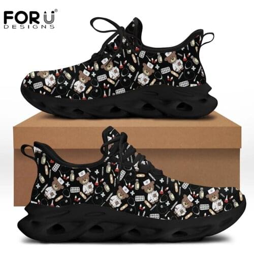 FORUDESIGNS Female 2021 Summer Shoes Nursing Bear Pattern Women Walking Sneakers Flats Comfortable Casual Outdoor Footwear