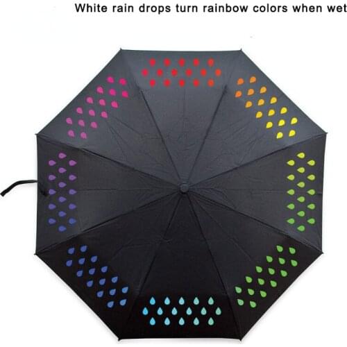 2021 Creative 1pcs Colour Changing Umbrella gradient Rainbow Novelty pocket umbrella rain women parasol ladies reverse umbrellas