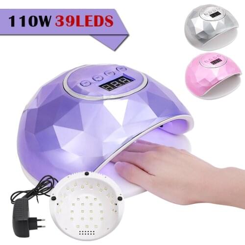 110W UV LED Nail Dryer Lamp with 39 UV Leds For Manicure Dual Light Lamp With Motion Sensing Gel Nail Dryer Lamp For Gel Varnish