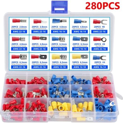 280/660/1200PCS Assorted Wire Crimp Terminals Electrical Wire Connectors Kit Or 1PC Crimper