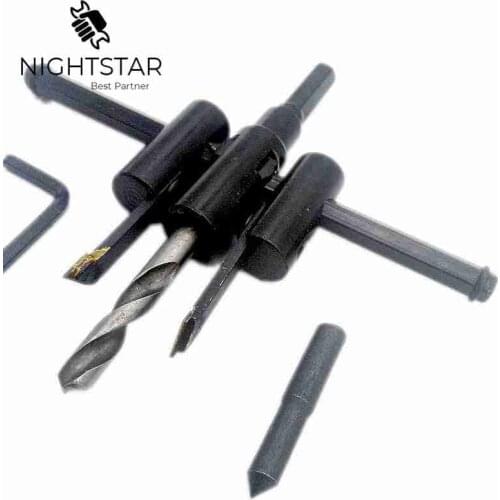 30mm-120mm Adjustable Metal Wood Circle Hole Saw Drill Bit Cutter Kit DIY Tool Black Alloy Blade Hole Saw