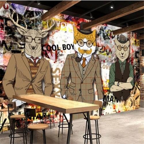 Wellyu Customized wallpaper 3d retro graffiti hand-painted personality mens clothing store tooling background wallpaper