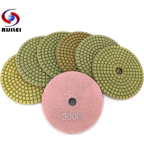 RIJILEI 7PCS/Set 4inch Diamond Polishing Pad Flower point 100mm Wet polishing pads for Stone Marble Diamond Abrasive pad HC13