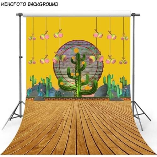 5x7 Photography Backgrounds Orange Desert Cactus Green Trees Backdrops for Photo Studio Brown Wood Floor Baby Picturs fotografia