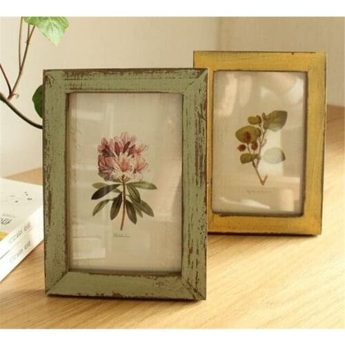 60 pcs 5 Colors Quality Vintage Photo Frame Home Decor Retro Wooden Wedding Couple Recommendation Pictures Frames Gift Ornamen