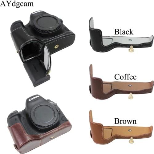 New Genuine Leather Camera Case Bag Cover Half Body For Canon 6D II 6D Mark II 6D2 6DII Camera Open Battery Design