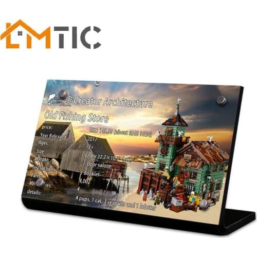 Acrylic material display stand brand suitable for model 21310 creative old fishing shop building block toys