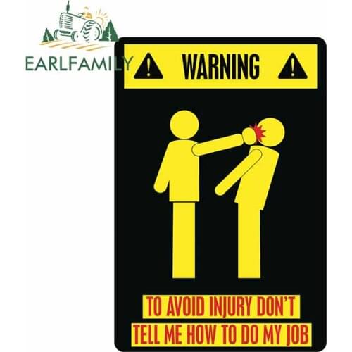 EARLFAMILY 13cm x 8.9cm For Warning Sign Trunk Creative Car Stickers Car Styling Decal Vinyl Material Waterproof Decoration