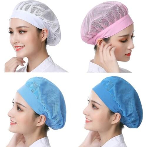 Unisex Elastic Mesh Caps Cafe Bar Kitchen Restaurant Hotel Bakery Waiter Chef Work Wear Hats Men Women Breathable Workshop Caps