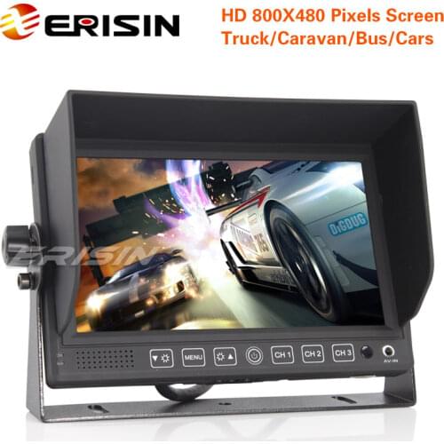 Erisin ES313 7" Color Monitor 12V LCD HD Monitor 24V 4Pin Reversing CCD Camera for Truck/Caravan/Bus/Car