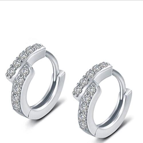 Everoyal Shiny Zircon Hoop Earrings Jewelry For Women Accessories Fashion 925 Sterling Silver Earrings Girls Queen Jewelry