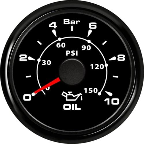 52 mm Marine Oil Pressure Meter Gauge Measure Oil Press Indicator for Car Boat Engine Auto Motorcycle 8-color Backlight 12V 24V