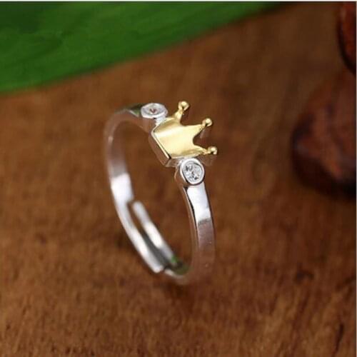 Exquisite 925 Sterling Silver Jewelry Temperament Beautiful Crown Crystal Korean Opening Popular Rings SR104