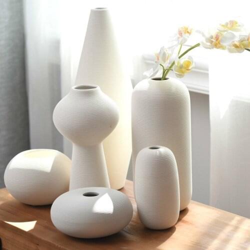 Nordic Classic White Art Ceramic Flower Vase Dining Living Room Creative Home Garden Decoration Accessories Modern Porcelain