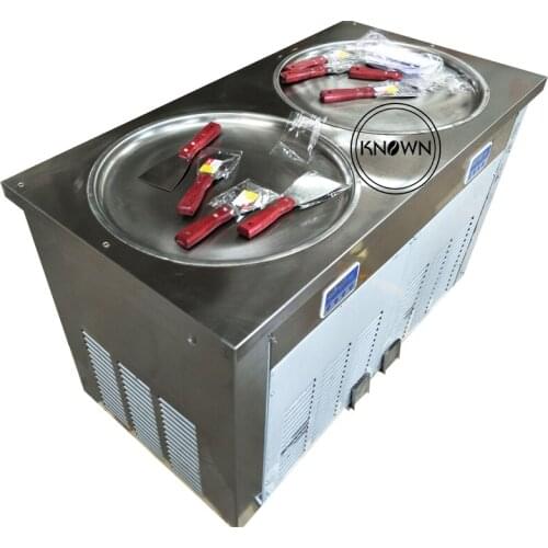 Commercial fry ice cream roll machine Thailand style double pan fried ice cream machine philippines factory price