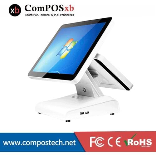 All in One Computer 15 Inch All in One Touch Screen PC With 5-wire Touch Screen Monitor And 12 Inch lcd screen For Restaurant