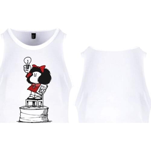 2021 Summer Cute Mafalda Print Sexy Vest Sports Tank Tops Women Tops Tee TShirt Female Casual Loose Sleeveless Laies Plus Size
