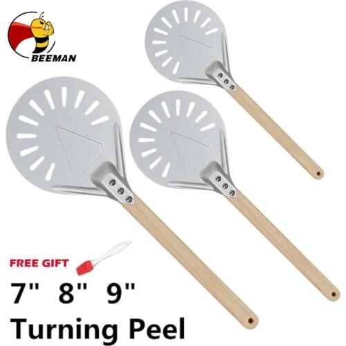 BEEMAN 7/ 8/ 9 Inch Pizza Shovel Perforated Pizza Turning Peel Aluminum Handle Pizza Peel Paddle Short Pizza Tool Baking Tools