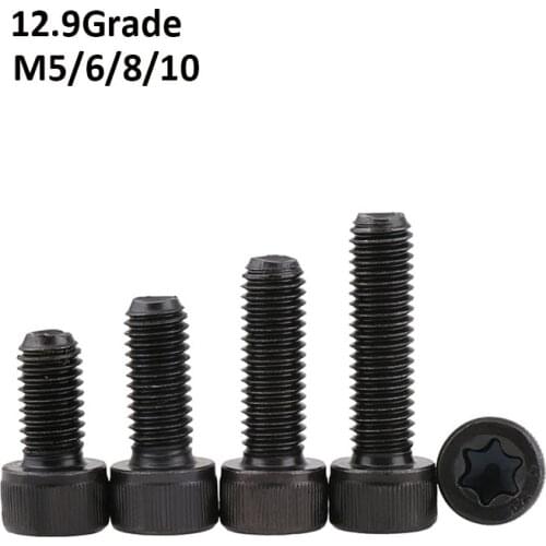 M5 M6 M8 M10 Grade 12.9 Steel Hex Socket Torx Head Screws Black Six Lobe Security Head Screw Cap Bolts Length 6mm-40mm