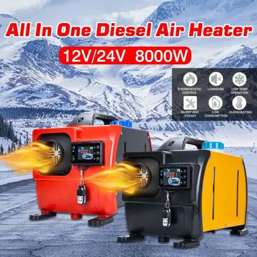 12V 24V ignition copper heater 8kw All in one Car Heater Air Diesel Parking Heater For RVs Motorhome trucks LCD Remote Control