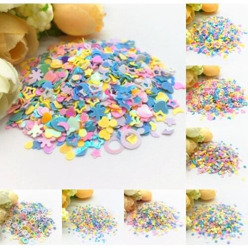 Mix Yellow White Pink Blue Nail Sequin 1-5mm Star Heart Flower PVC Loose Sequins Paillettes DIY Nail Art Confetti Decor 10/20g